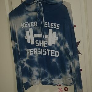 Blue Tie-Dye Hoodie with Motivational Print